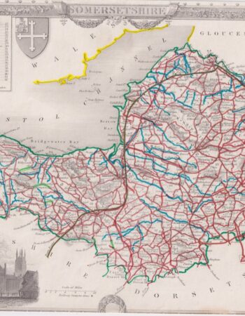 Antique map, Somertsetshire, by Thomas Moule, 1840