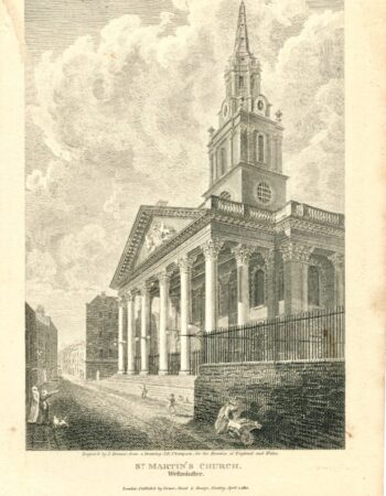 Antique Engraving Print, St. Martin's Church, Westminster, 1810