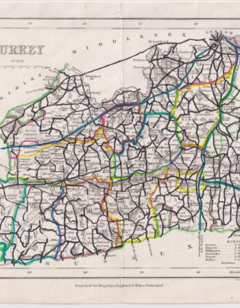 Antique Map, Surrey, 1840