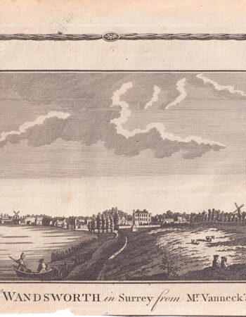 Antique Engraving Print, View of Wandsworth in Surrey, 1790