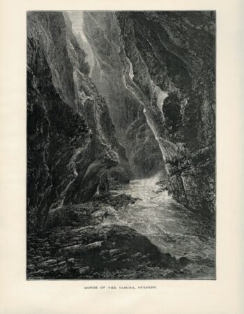 Antique Print, Gorge of the Tamina, Pfafers; Street in Rapperschwyl, 1871