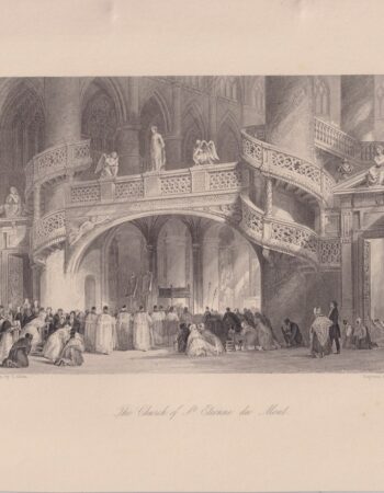 Antique Engraving Print, The Church of St. Etienne du Mont, 1870 ca.