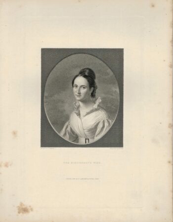 Rare Antique Engraving Print, The Missionary's Wife, 1845
