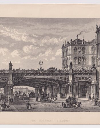 Antique Print, The Holborn Viaduct, 1878