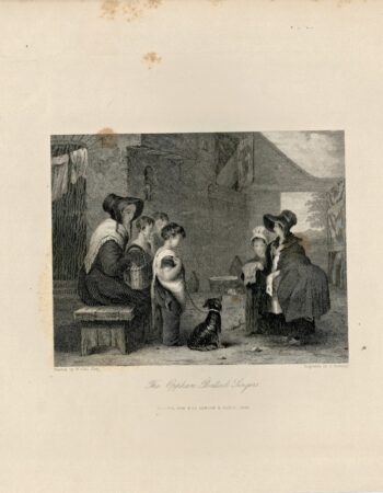 Antique Engraving Print, The Orphan's Ballad Singers, 1844