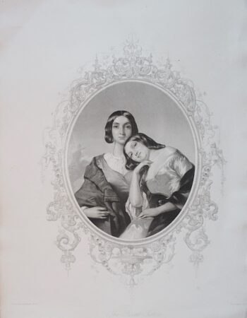 Antique Engraving Print, The Rival Sisters, 1846