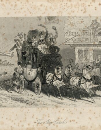 Rare Antique Engraving Print, The Stage Coach, 1820 ca.