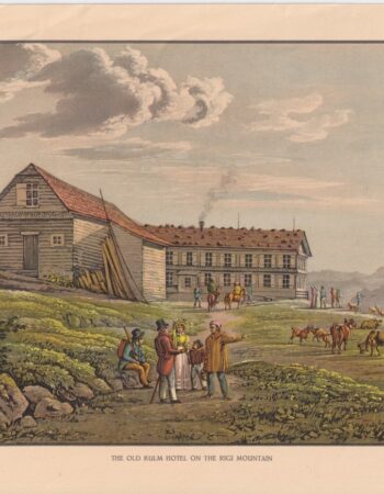 Antique Engraving Print, The Old Kulm Hotel on the Rigi Mountain, 1890