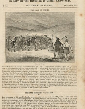 Antique Print, The Game of Shinty, 1835