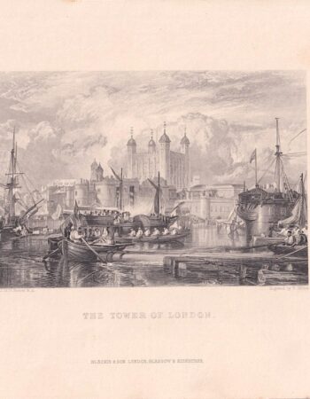 Antique Engraving Print, The Tower of London, 1840