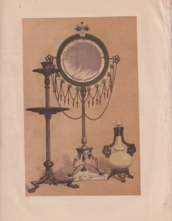 Antique Print, Toilet Mirror, Candlestick, and Perfume by Lerolle, of Paris, 1868