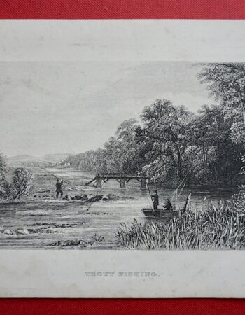 Antique Print, Trout Fishing, 1860 ca.