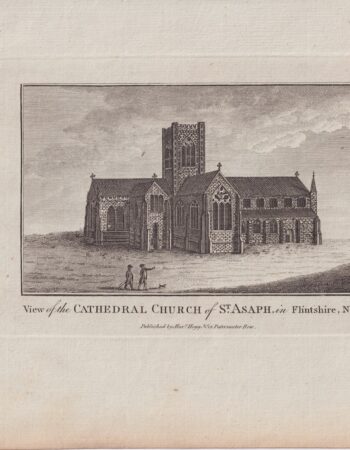 Antique Engraving Print, View of the Cathedral Church of St. Asaph, 1779