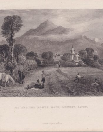 Antique Engraving Print, Viu and the Monte Mole, Faucigny, Savoy, 1845