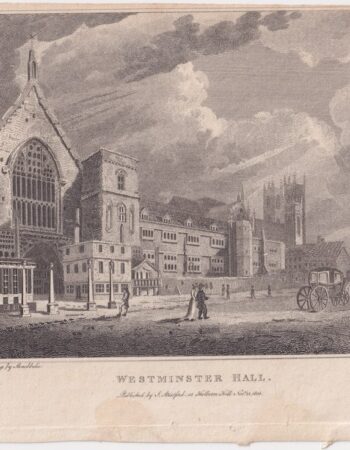 Antique Engraving Print, Westminster Hall, 1805