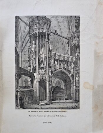 Antique Engraving Print, Shrine of Henry the Fifth, Westminster Abbey, 1835