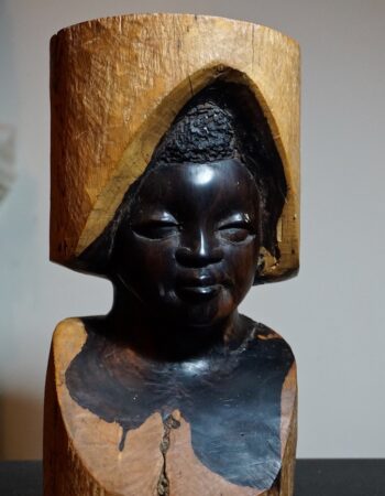 Vintage Hand Carved African Tribal Woman Ebony Sculpture
