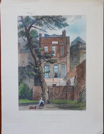 Rare Antique Engraving Print, The House of Milton, 1870 ca.