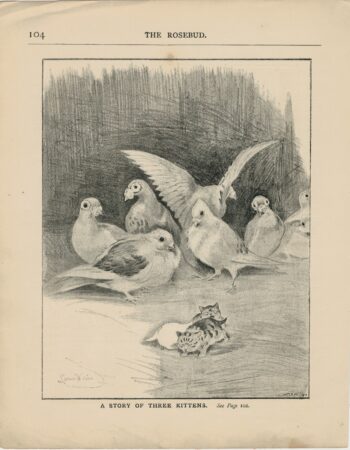 Vintage Print, A Story of Three Kittens, 1890 by Louis Wain