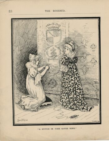 Vintage Print, A stitch in time saves nine, by Louis Wain, 1890