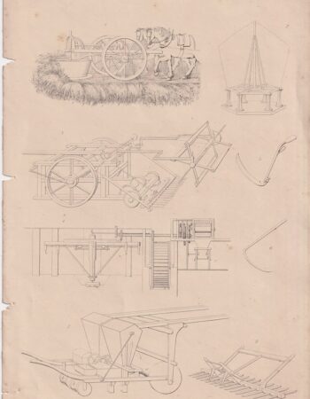 Antique Print, Agricultural Implements, 1880 ca.