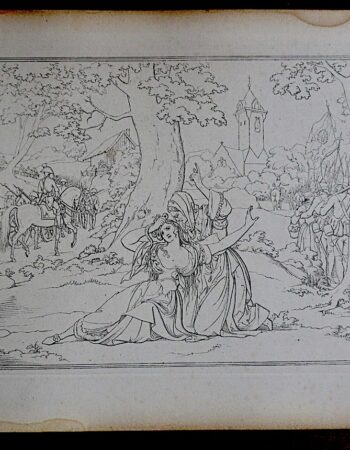 Antique Engraving Print, (The soldier's arrival), 1820