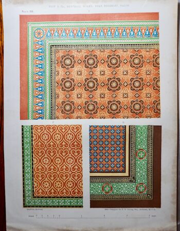 Vintage engraving of a Victorian encaustic floor tile pattern, 1854