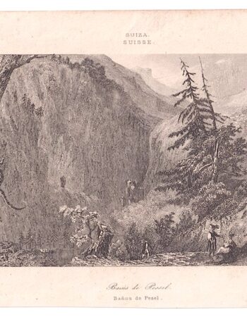 Antique Engraving Print, Baños de Pesel, 1790