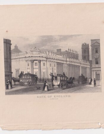 Antique Engraving Print, Bank of England, London, 1827