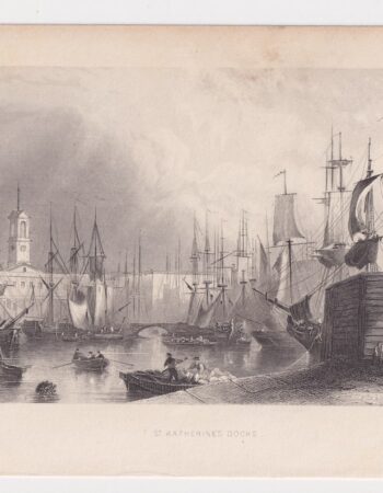 Antique Engraving Print, St. Katherine Docks, 1830 ca.