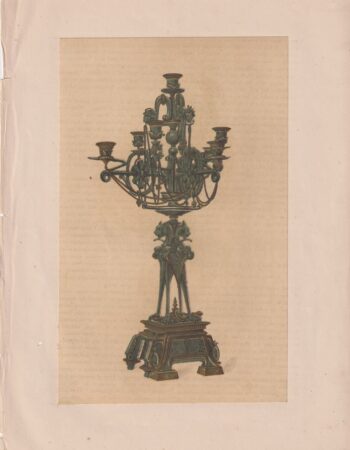 Antique Print, Bronze Candelabrum, by M.M. Miroy Frères, 1868