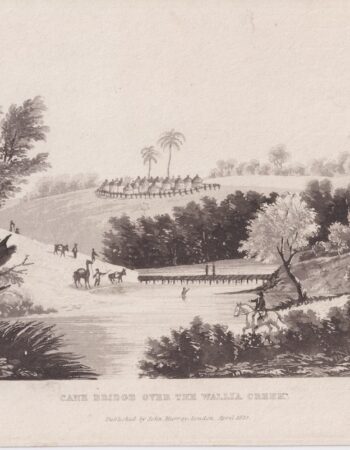 Antique Engraving Print, Cane Bridge over the Wallia Creek, 1825