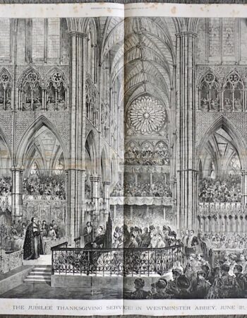 Antique Print, The Jubilee Thanksgiving Service in Westminster Abbey, June 21, 1887