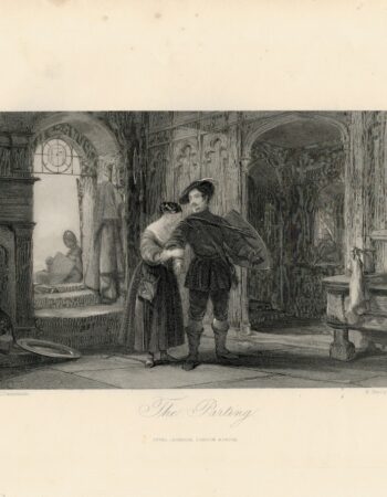 Rare Antique Engraving Print, The Parting, 1840 ca.