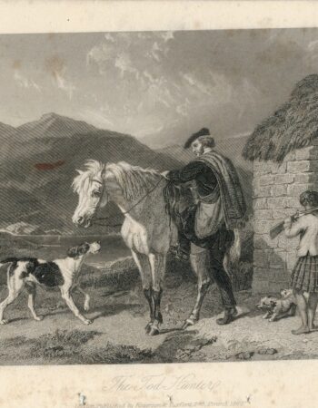 Antique Engraving Print, The Tod Hunter, 1860