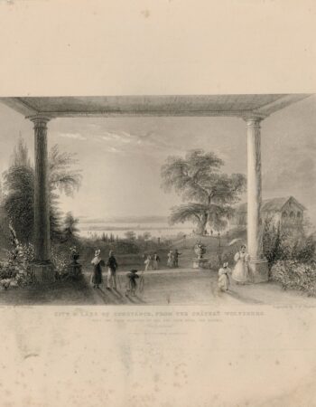Antique Engraving Print, City & Lake of Constance, 1845