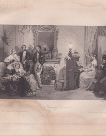 Antique Engraving Print, A Family Concert, 1840