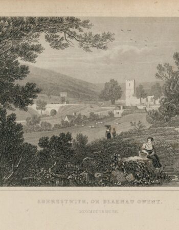 Antique Engraving Print, Aberystwith, or Blaenau Gwent, 1831