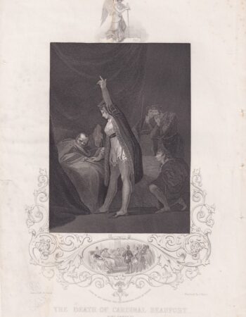 Antique Engraving Print, The Death of Cardinal Beaufort, 1853
