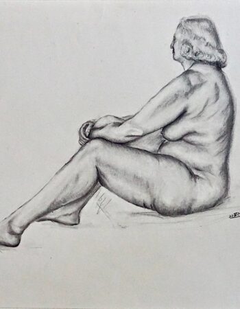 Naked woman, original drawing, graphite on paper, 1957