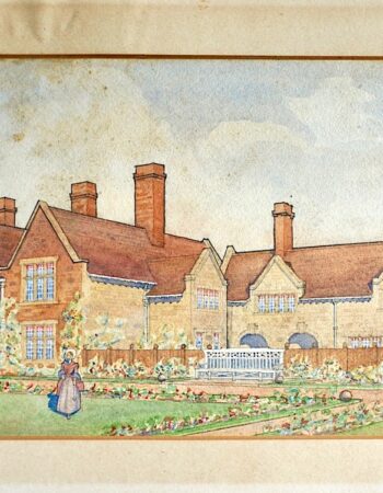 Vintage watercolor and ink drawing