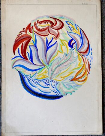 Original Vintage Floreal Drawing, Watercolor, 1935, signed B. Dall