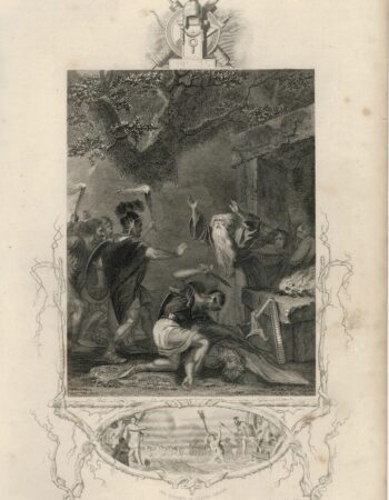 Rare Antique Engraving Print, The massacre of the Druids, 1860
