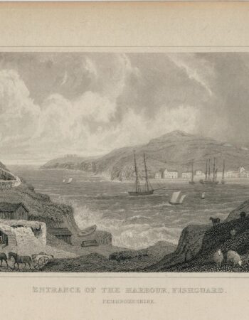 Antique Engraving Print, Entrance of the Harbour, Fishguard, 1831