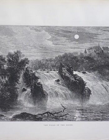 Antique Print, The Falls of the Rhine, 1870