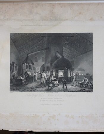Rare Antique Engraving Print, Falcon Glass House, 1842