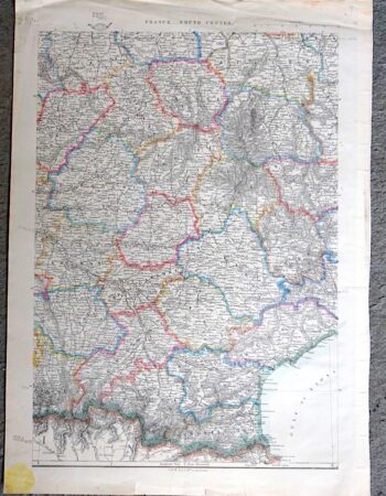Antique Map, France, South Centre, 1859