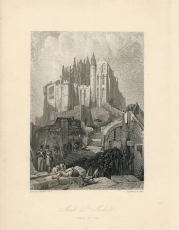Antique Engraving Print, Mont St. Michel, 1836