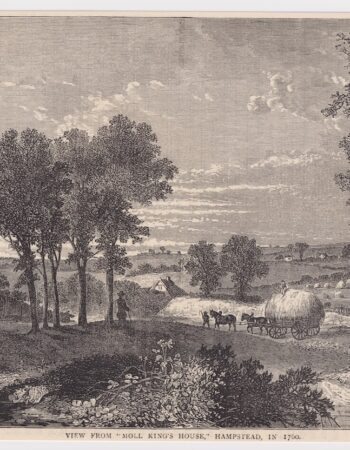 Antique Engraving Print, View From "Moll King's House", Hampstead, 1880
