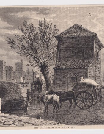 Antique Print, "The Old Houseferry about 1800", 1880